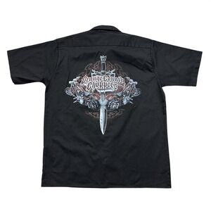 Y2K Orange County Choppers Sword‎ Biker Mechanic Button Shirt